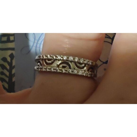 Sterling Silver 1Ct. Sim Diamond Filigree Band Ring  Sz 8 - Picture 2 of 6